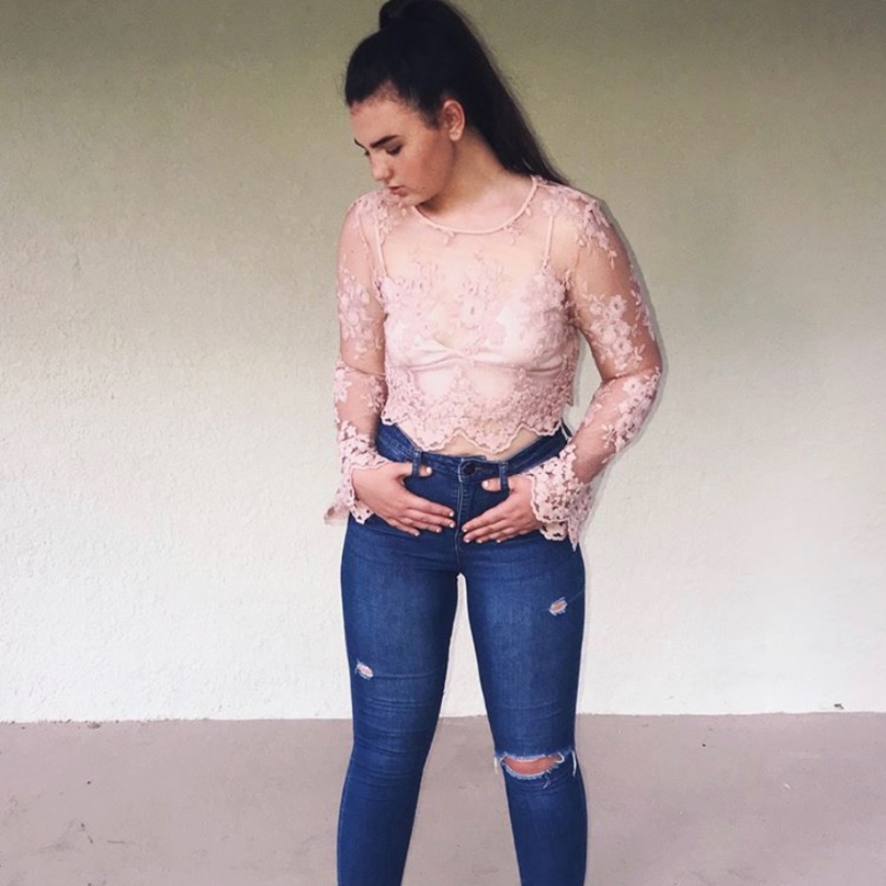 Pink lace top